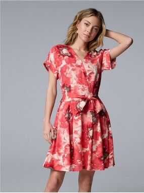 NWT Simply Vera Vera Wang Floral Linen Blend Dress